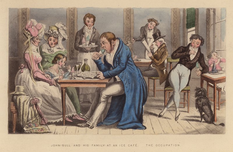 John Bull und seine Familie in einem Eiscafé von Joseph Grego
