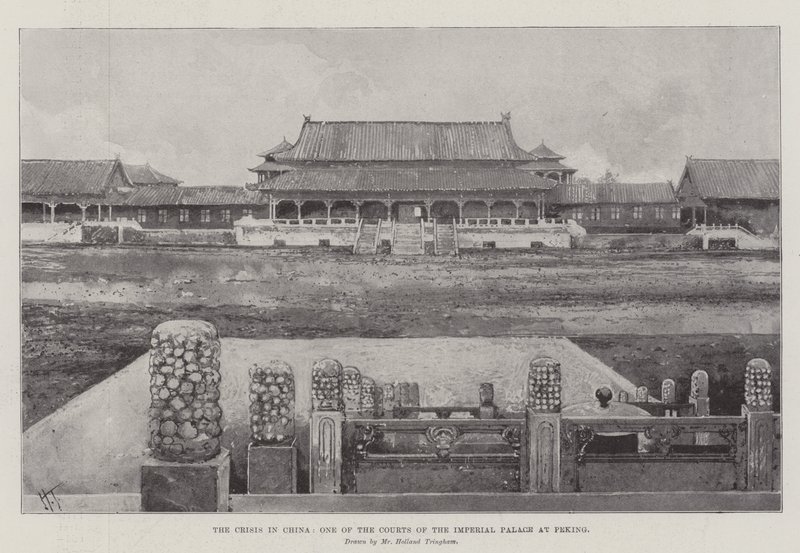 Die Krise in China, einer der Höfe des Kaiserpalastes in Peking von Joseph Holland Tringham