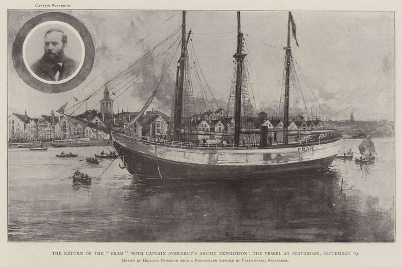 Die Rückkehr der Fram mit der Arktisexpedition von Kapitän Sverdrup, das Schiff in Stavanger von Joseph Holland Tringham