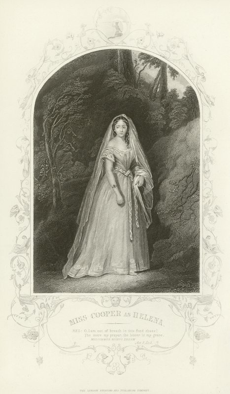 Miss Cooper als Helena, Ein Sommernachtstraum, Akt II, Szene III von Joseph Kenny Meadows