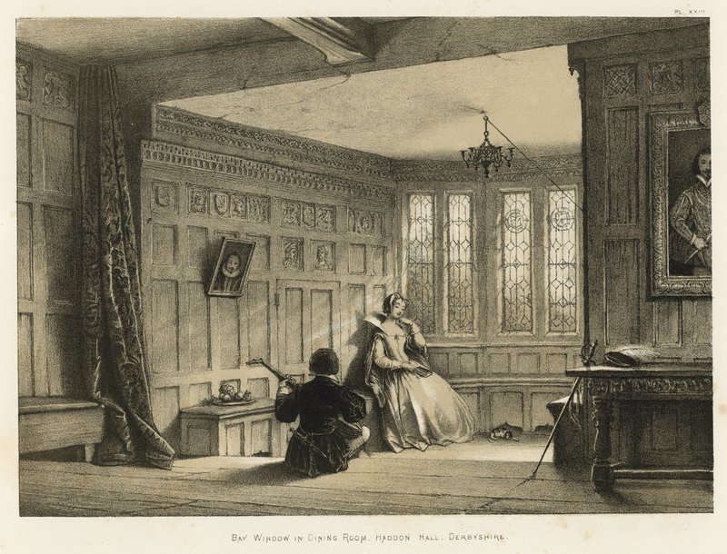 Erkerfenster im Speisesaal, Haddon Hall, Derbyshire von Joseph Nash