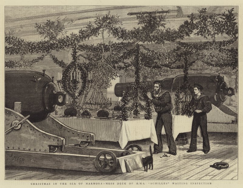 Weihnachten im Marmarameer, Mannschaftsdeck der HMS Achilles wartet auf Inspektion von Joseph Nash