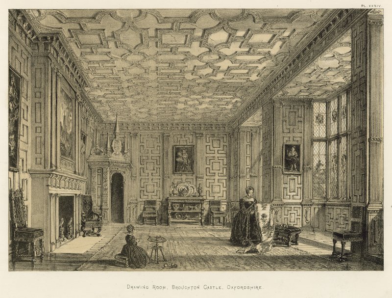 Salon, Broughton Castle, Oxfordshire von Joseph Nash