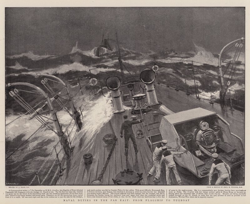 Marinepflichten im Fernen Osten, vom Flaggschiff zum Schlepper von Joseph Nash