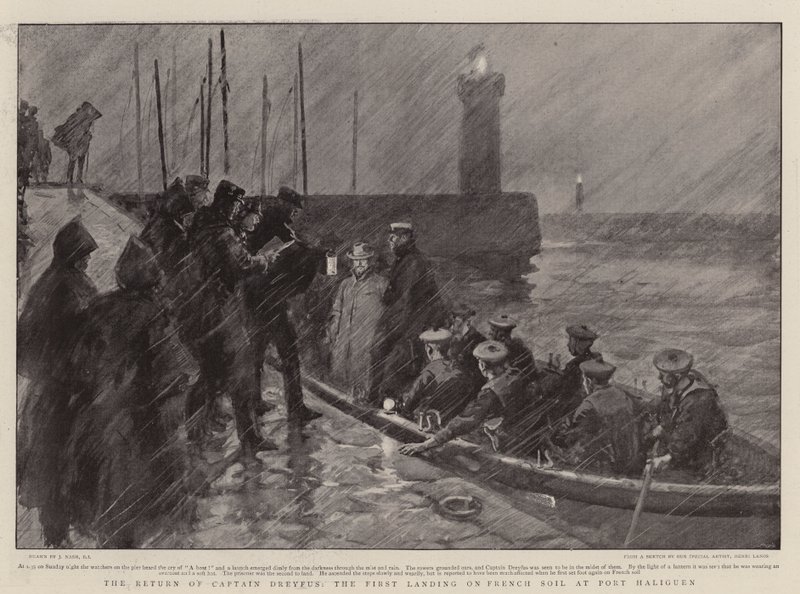 Die Rückkehr von Kapitän Dreyfus, die erste Landung auf französischem Boden in Port Haliguen von Joseph Nash