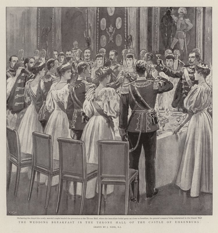 Das Hochzeitsfrühstück im Thronsaal des Schlosses Ehrenburg von Joseph Nash