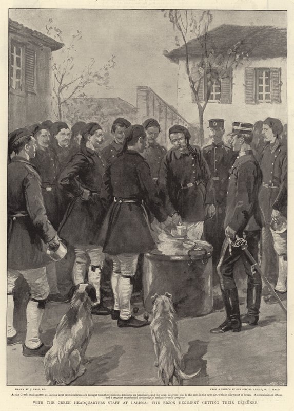 Mit dem griechischen Hauptquartierstab in Larissa, das Erzon-Regiment beim Dejeuner von Joseph Nash