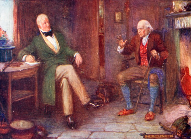 Sir Walter Scott besucht einen armen Mann in seiner Hütte von Joseph Ratcliffe Skelton