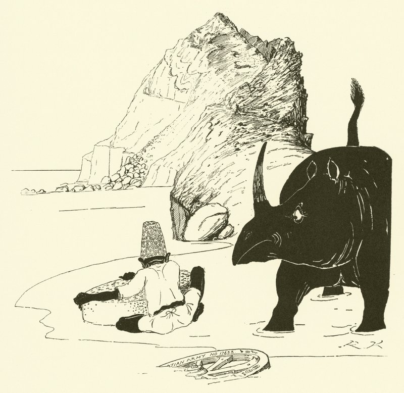 Der Parsee beginnt seinen Kuchen zu essen (Gravur) von Joseph Rudyard (after) Kipling
