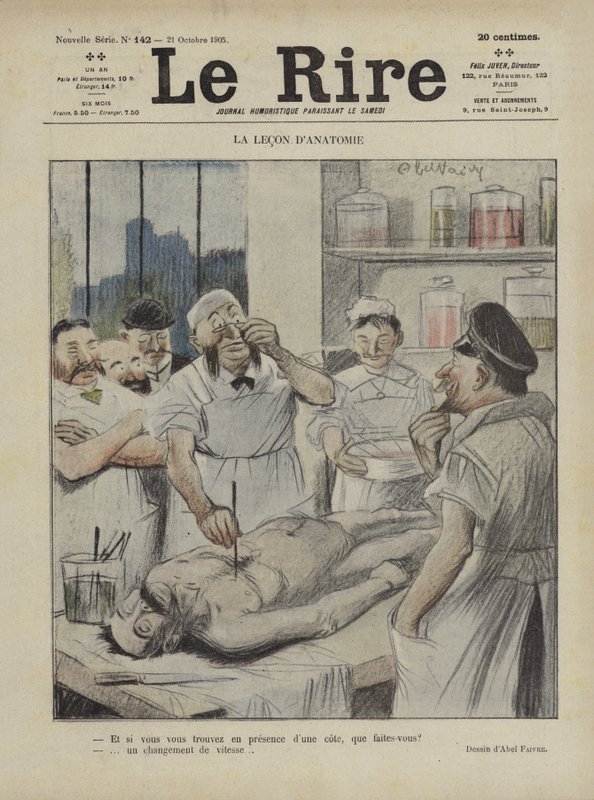 Die Anatomie-Lektion. Illustration für Le Rire von Jules Abel Faivre