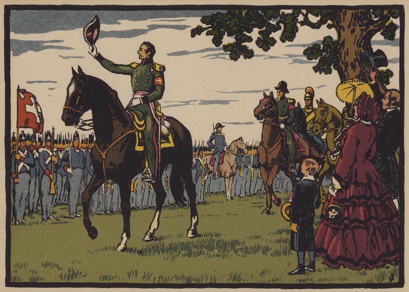 Guillaume Henri Dufour, Schweizer General und Ingenieur (Farblithografie) von Jules Courvoisier