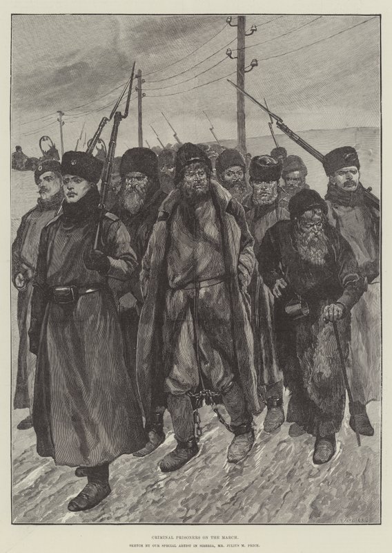 Kriminelle Gefangene auf dem Marsch von Julius Mandes Price