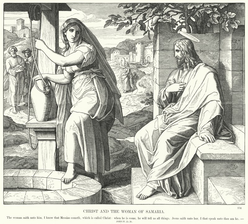 Christus und die Frau von Samaria (Gravur) von Julius (after) Schnorr von Carolsfeld