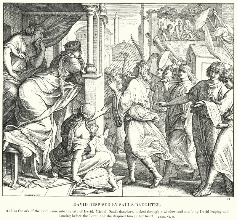 David wird von Sauls Tochter verachtet von Julius (after) Schnorr von Carolsfeld