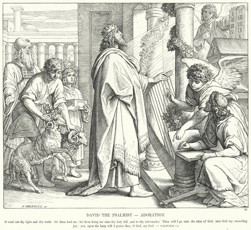 David der Psalmist, Anbetung von Julius (after) Schnorr von Carolsfeld