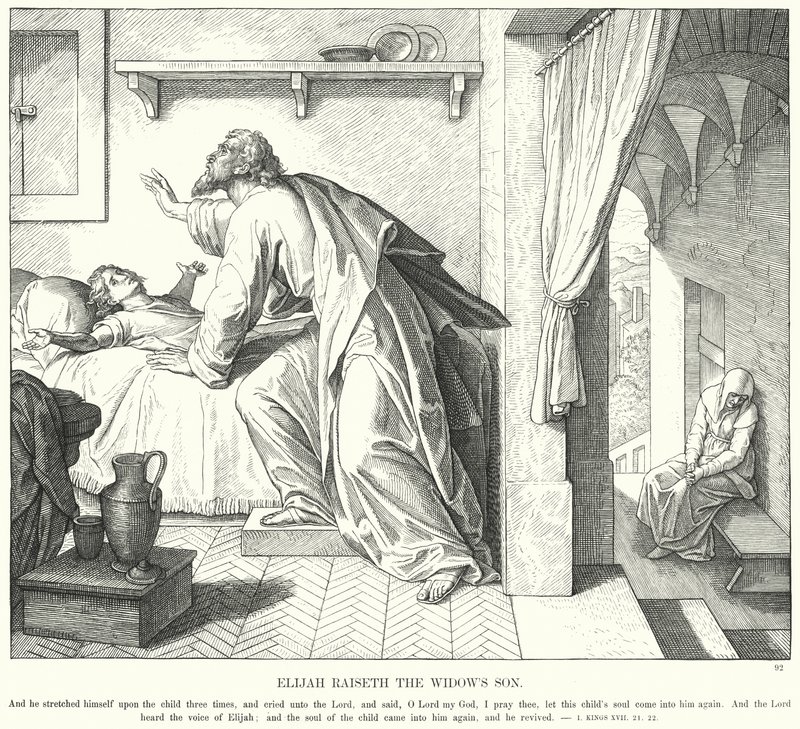 Elia erweckt den Sohn der Witwe von Julius (after) Schnorr von Carolsfeld