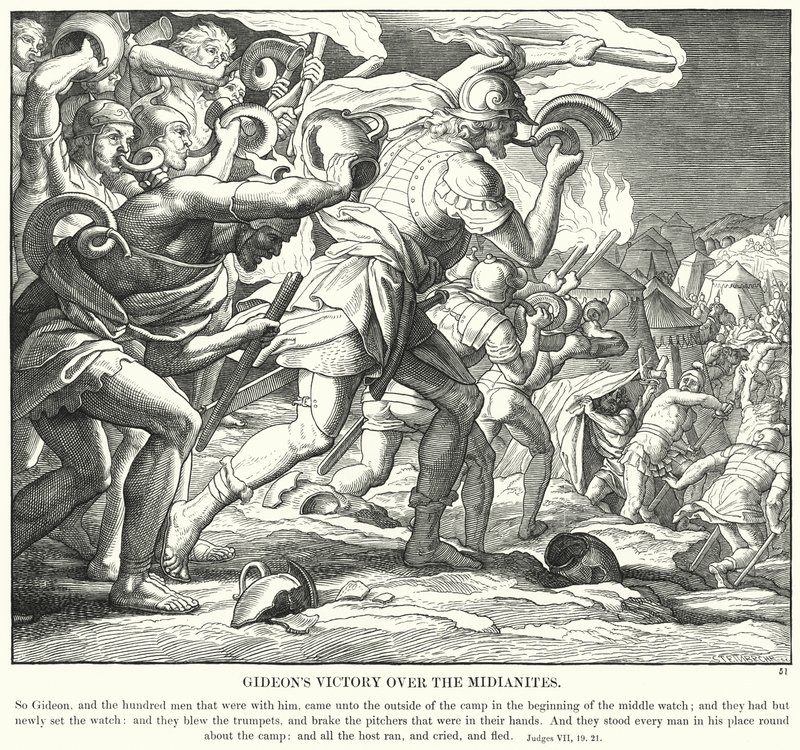 Gideons Sieg über die Midianiter (Gravur) von Julius (after) Schnorr von Carolsfeld