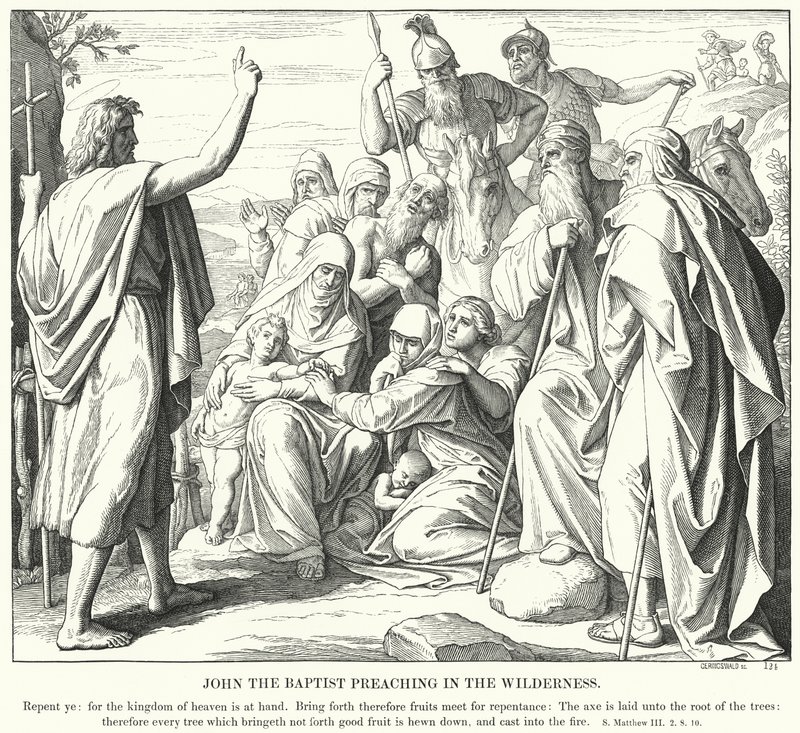 Johannes der Täufer predigt in der Wüste (Gravur) von Julius (after) Schnorr von Carolsfeld