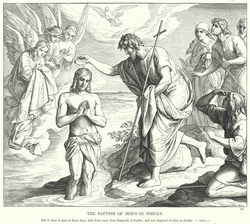 Die Taufe Jesu im Jordan (Gravur) von Julius (after) Schnorr von Carolsfeld