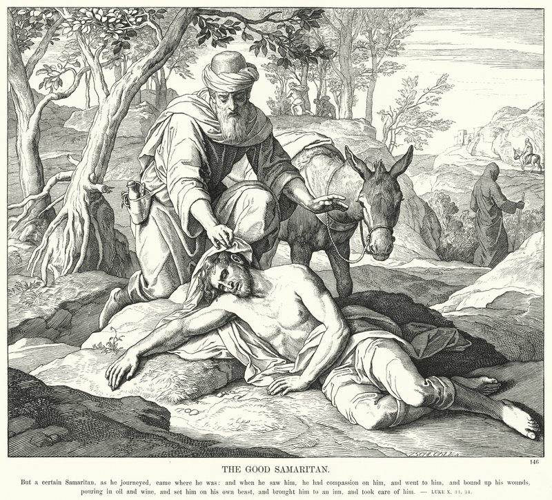 Der barmherzige Samariter (Gravur) von Julius (after) Schnorr von Carolsfeld