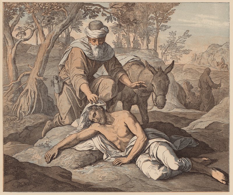 Der barmherzige Samariter, Lukas 10, 33-34 von Julius (after) Schnorr von Carolsfeld