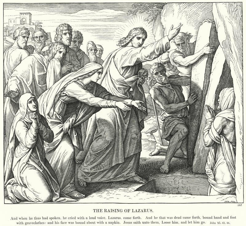 Die Auferweckung des Lazarus (Gravur) von Julius (after) Schnorr von Carolsfeld