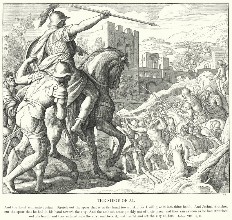 Die Belagerung von Ai (Gravur) von Julius (after) Schnorr von Carolsfeld