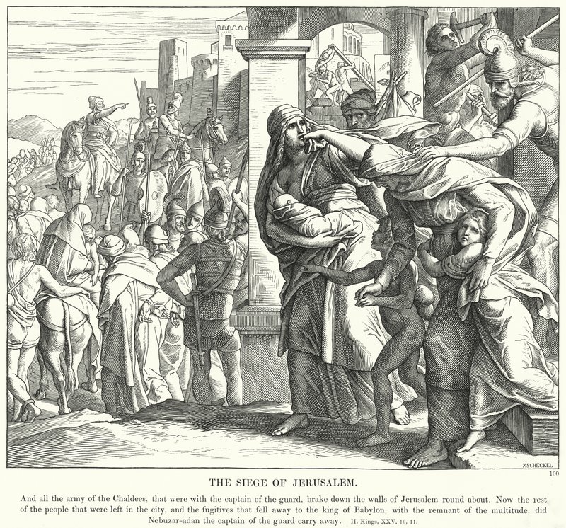 Die Belagerung von Jerusalem (Gravur) von Julius (after) Schnorr von Carolsfeld