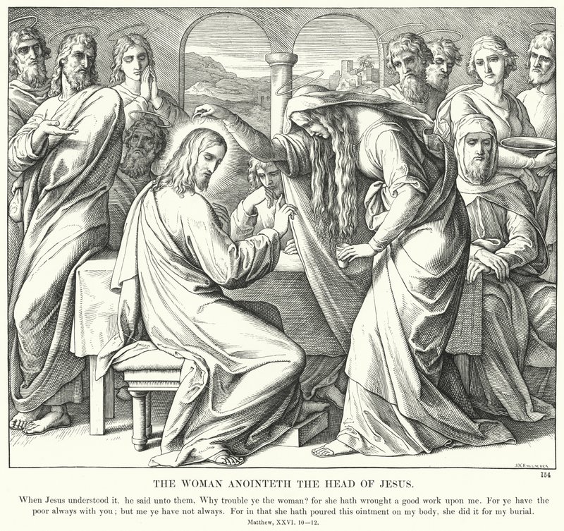 Die Frau salbt das Haupt Jesu (Gravur) von Julius (after) Schnorr von Carolsfeld