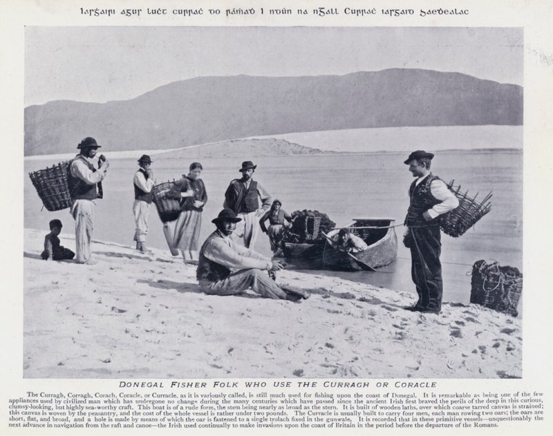 Donegal Fischerleute, die den Curragh oder Coracle benutzen von Karl Karlovich Piratsky