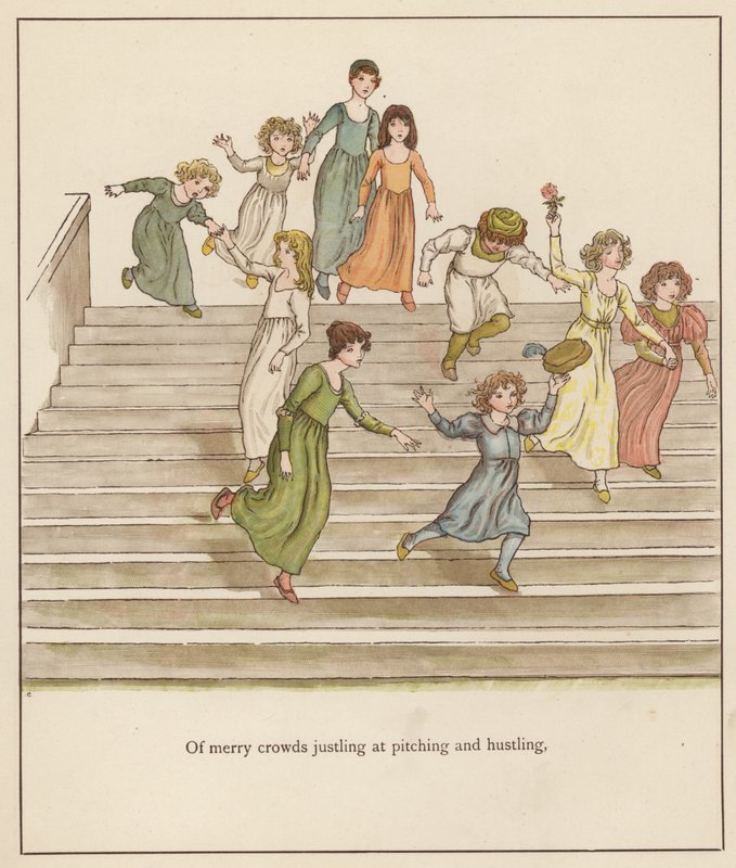 Kate Greenaway Illustration für Der Rattenfänger von Hameln von Robert Browning (Farblithographie) von Kate (after) Greenaway