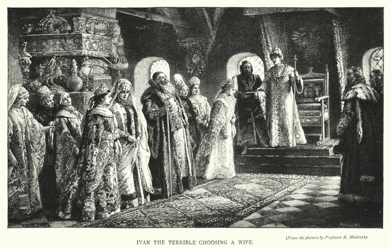 Iwan der Schreckliche wählt eine Frau (Stich) von Konstantin Egorovich Makovsky