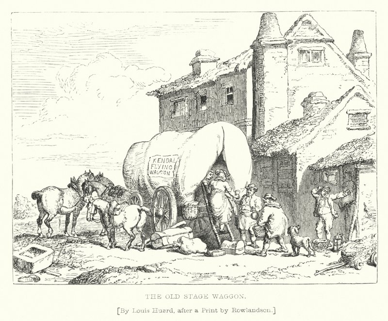 Der alte Bühnenwagen (Stich) von L. Huard