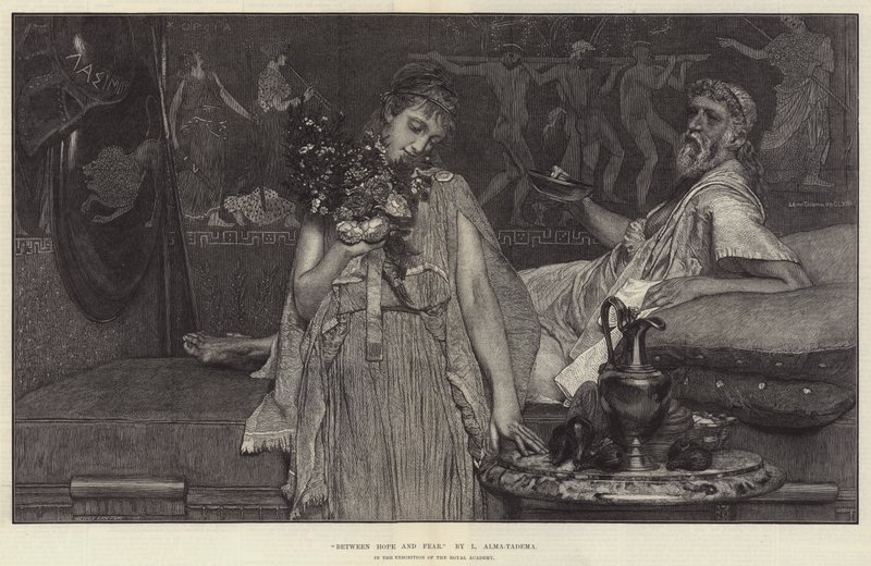 Zwischen Hoffnung und Angst, in der Ausstellung der Royal Academy von Lawrence Alma Tadema