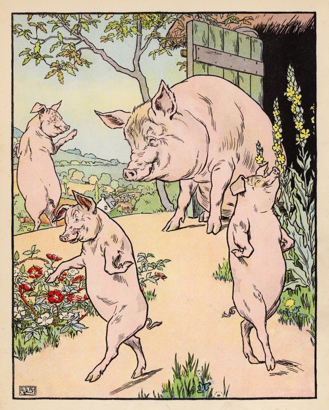 Illustration für Die drei kleinen Schweinchen von Leonard Leslie Brooke