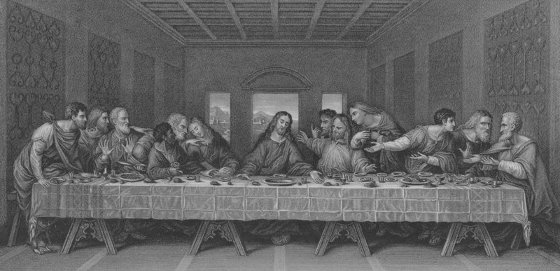 Das letzte Abendmahl, Matthäus 26, Vers 17-30 von Leonardo da after Vinci