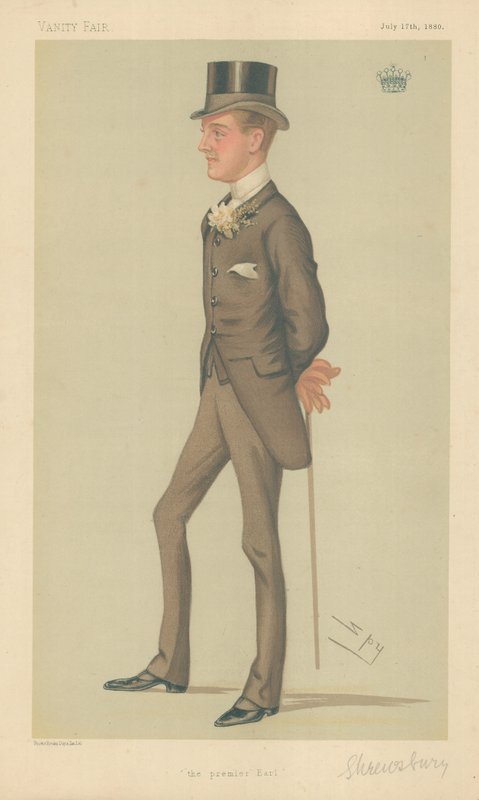 Der Earl von Shrewsbury und Talbot, Der Premier Earl, 17. Juli 1880, Vanity Fair Karikatur von Leslie Matthew Ward