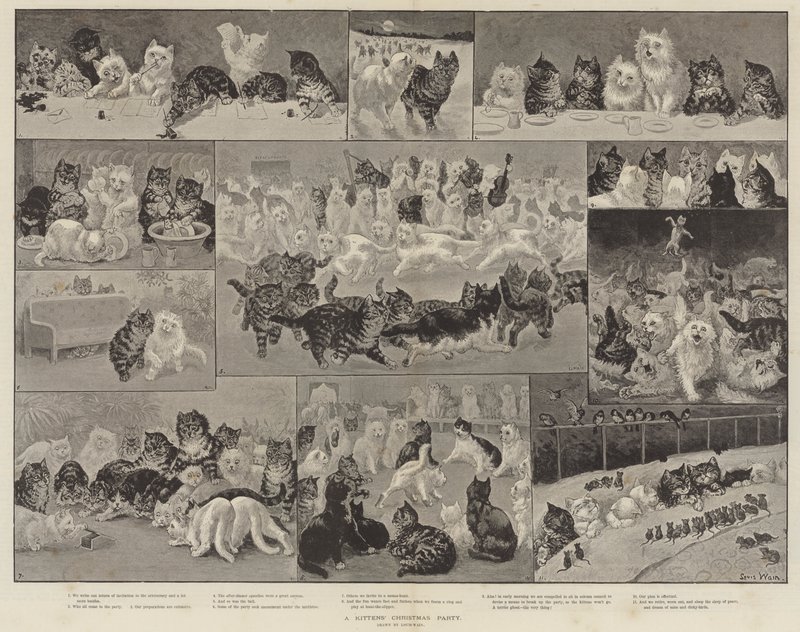 Weihnachtsfeier der Kätzchen von Louis Wain