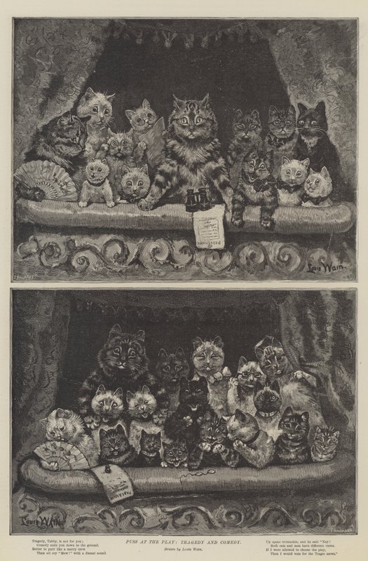 Puss im Theater, Tragödie und Komödie von Louis Wain