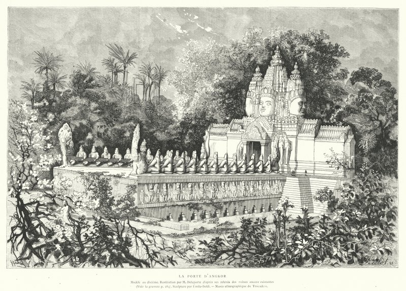 Tor von Angkor, Kambodscha (Gravur) von Louis (after) Delaporte
