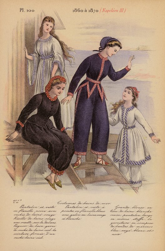 Französische Mode: 1860 bis 1870, Napoleon III. (Farblithografie) von Louis Colas