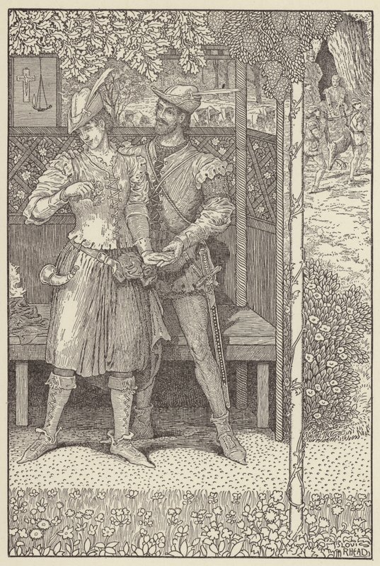 Robin Hood und Marian in ihrer Laube von Louis John Rhead
