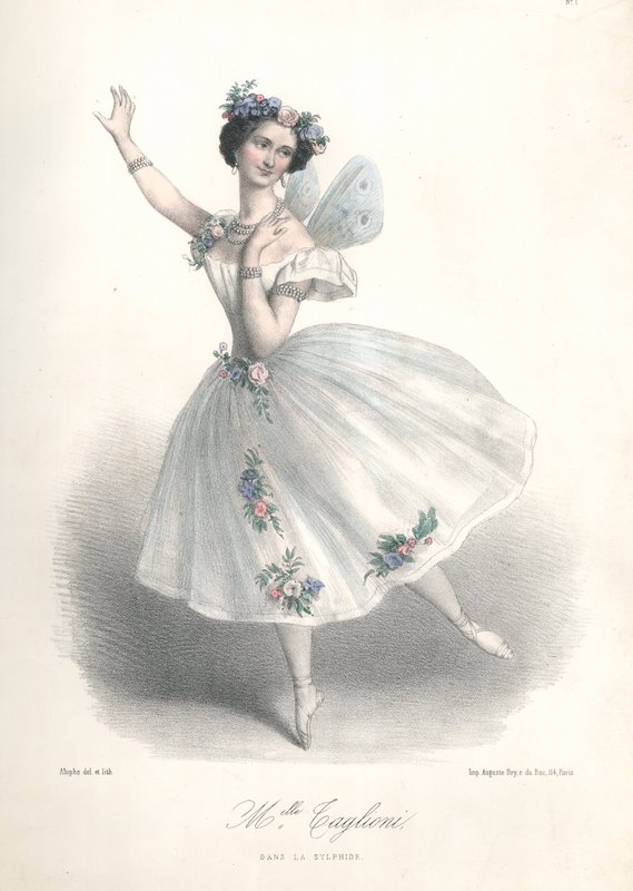 Italienische Balletttänzerin Marie Taglioni im Ballett Le Sylphide ihres Vaters Filippo Taglioni an der Pariser Oper von Marie Alexandre (after) Alophe