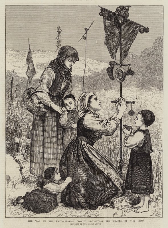 Der Krieg im Osten, Serbische Frauen schmücken die Gräber der Toten von Mary Ellen Edwards
