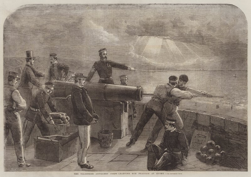 Das Freiwillige Artilleriekorps lernt den Umgang mit Kanonen in Hythe von Matthew Somerville Morgan
