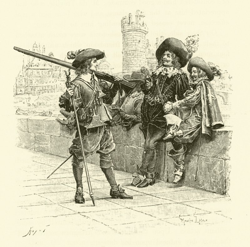 Illustration für Die drei Musketiere (Gravur) von Maurice Leloir
