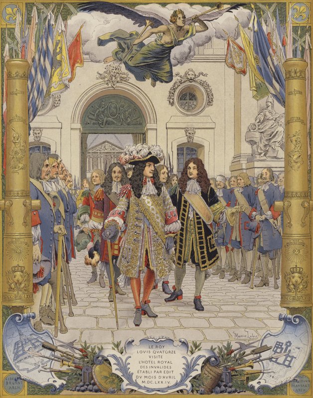 König Ludwig XIV. und die Eröffnung des Hôtel Royal Des Invalides von Maurice Leloir