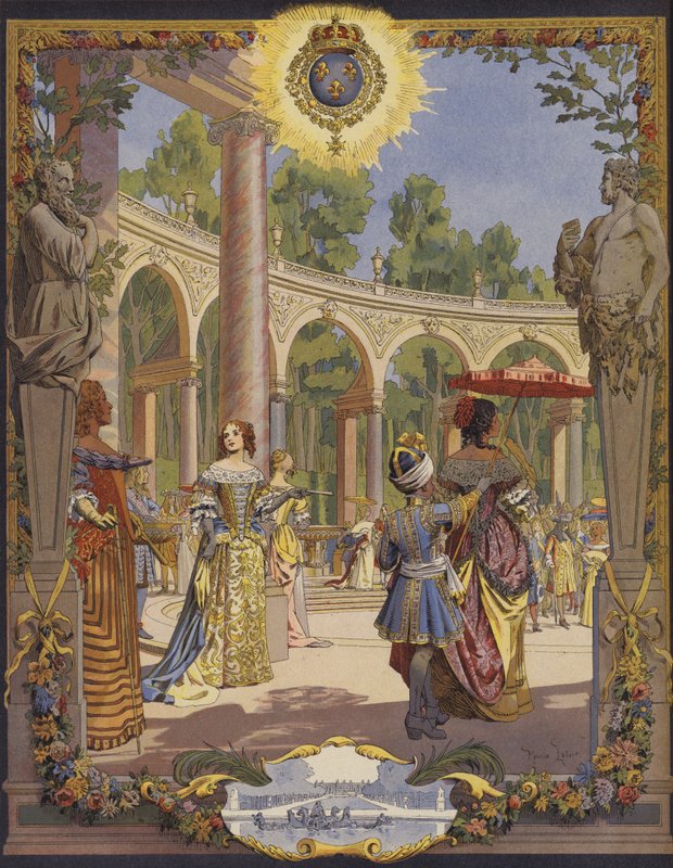König Ludwig XIV. besucht die Arbeiten in Versailles, Le Bosquet De La Colonnade von Maurice Leloir