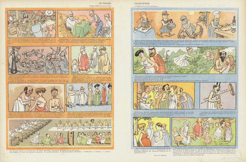 Das kollektivistische Paradies. Illustration für Le Rire von Maurice Radiguet