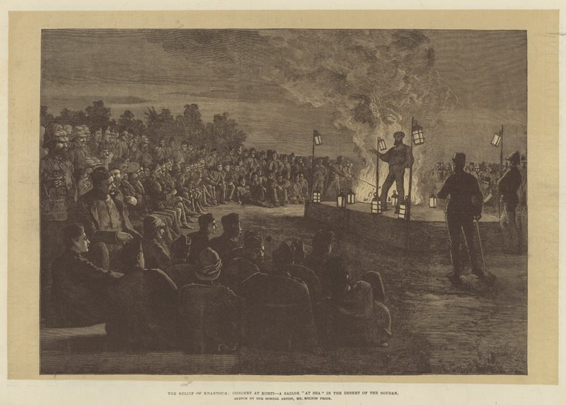 Die Entlastung von Khartum, Konzert in Korti, ein Matrose auf See in der Wüste des Sudan von Melton Prior